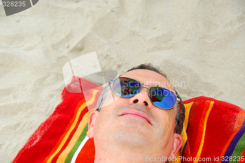 Image of Man beach relax sunglasses