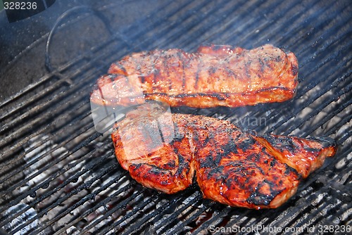 Image of Steaks on barbeque