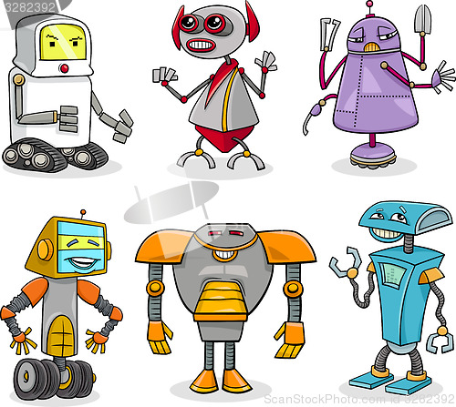 Image of robots cartoon illustration set