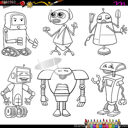 Image of fantasy robots cartoons coloring page