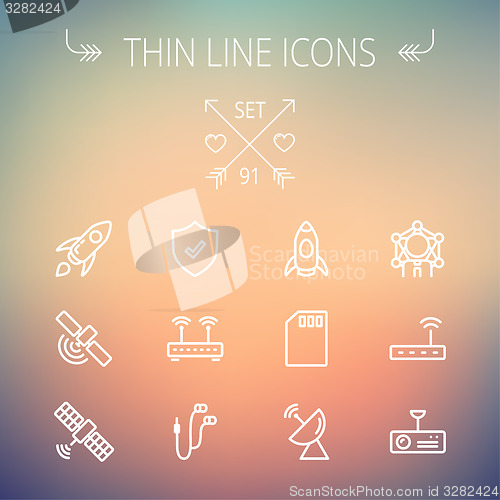 Image of Technology thin line icon set