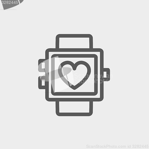 Image of Wristwatch with heart display thin line icon