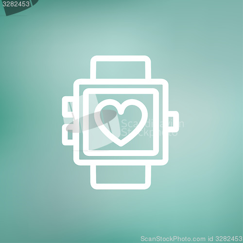 Image of Wristwatch with heart display thin line icon