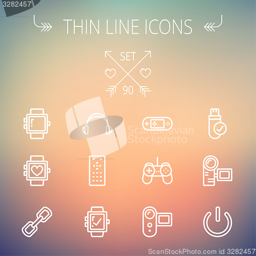 Image of Technology thin line icon set