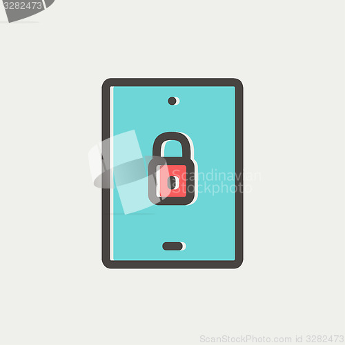 Image of Smartphone security thin line icon