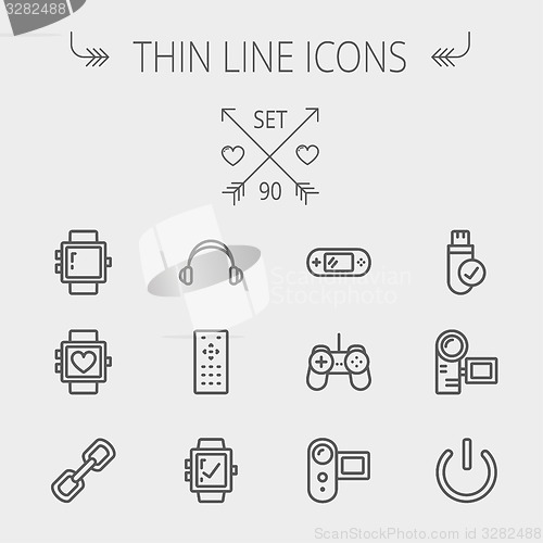 Image of Technology thin line icon set