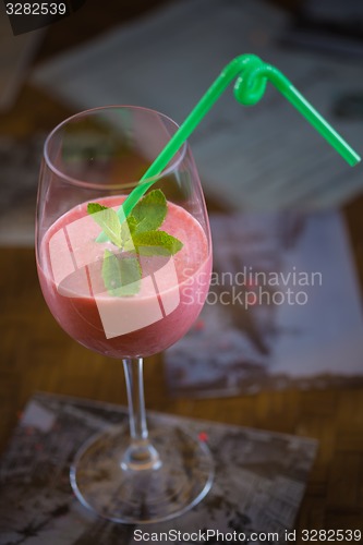 Image of Fruit shake with strawberries and banana