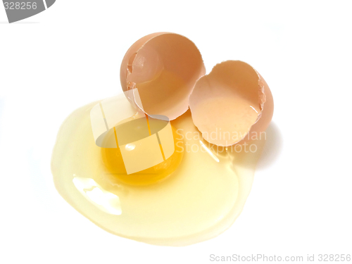Image of Broken egg on white