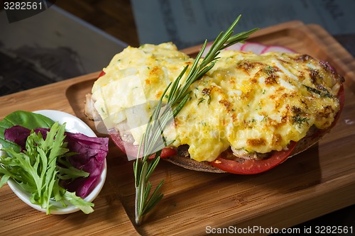 Image of French toast ham cheese and salad