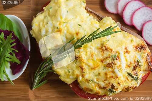 Image of French toast ham cheese and salad