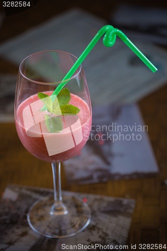 Image of Fruit shake with strawberries and banana