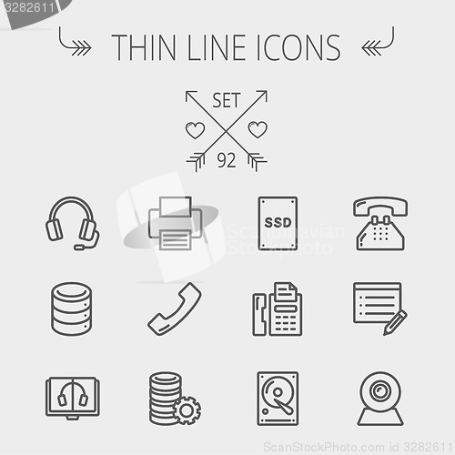 Image of Technology thin line icon set