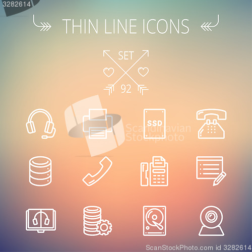 Image of Technology thin line icon set