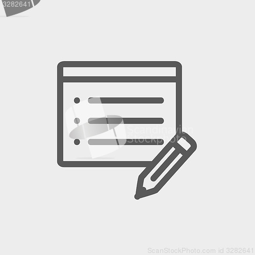 Image of Note pad and pencil thin line icon