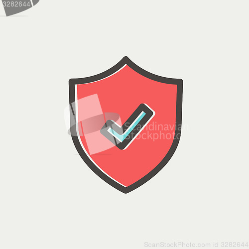 Image of Shield with check mark thin line icon