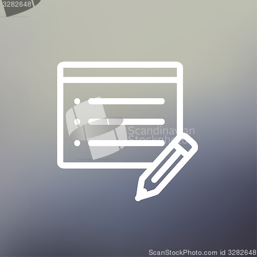 Image of Note pad and pencil thin line icon