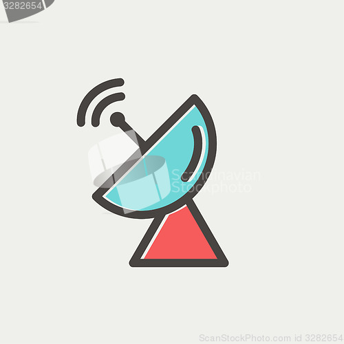 Image of Radar satellite dish thin line icon