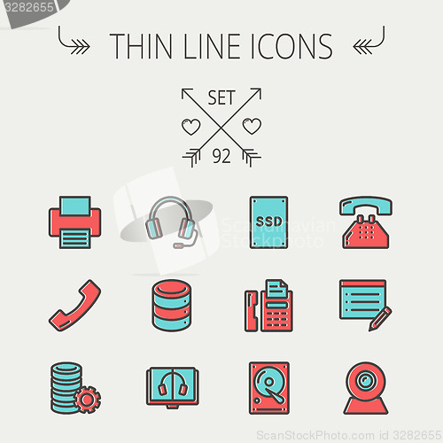 Image of Technology thin line icon set