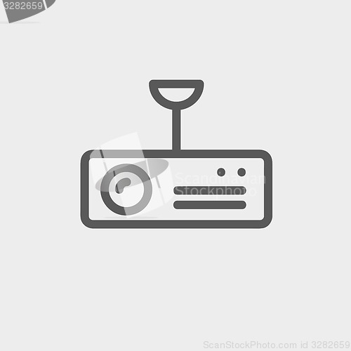 Image of Vintage radio with analog dials and antenna thin line icon