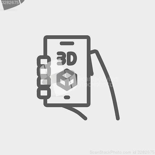 Image of Smartphone with 3D box thin line icon