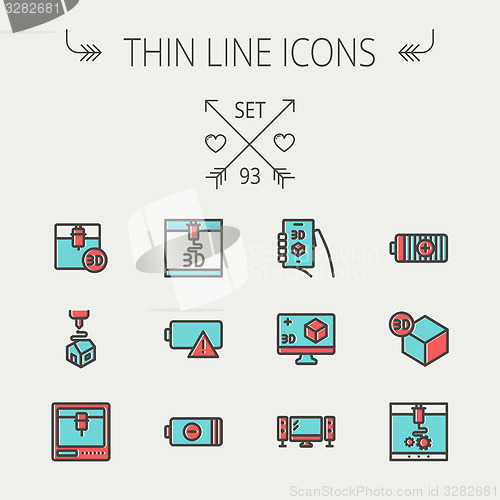 Image of Technology thin line icon set