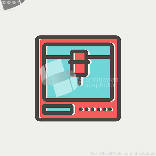 Image of Isometric 3D printer thin line icon