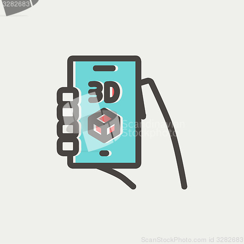 Image of Smartphone with 3D box thin line icon