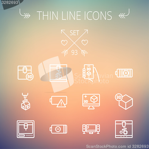 Image of Technology thin line icon set