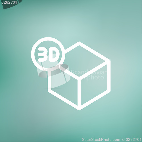 Image of Three D box thin line icon