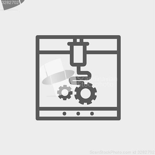 Image of Three D printer thin line icon