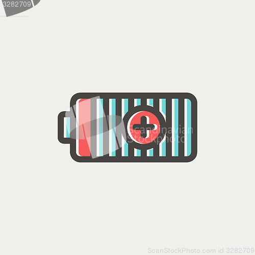 Image of Positive power battery thin line icon