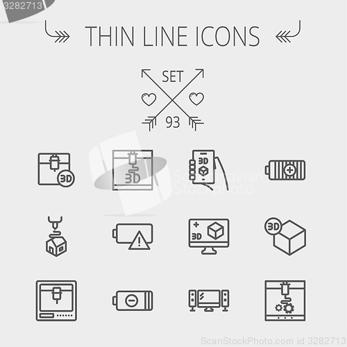 Image of Technology thin line icon set