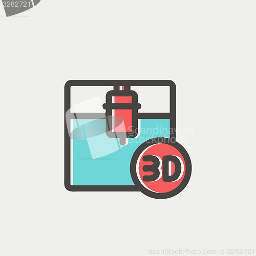 Image of Three D printing machine thin line icon