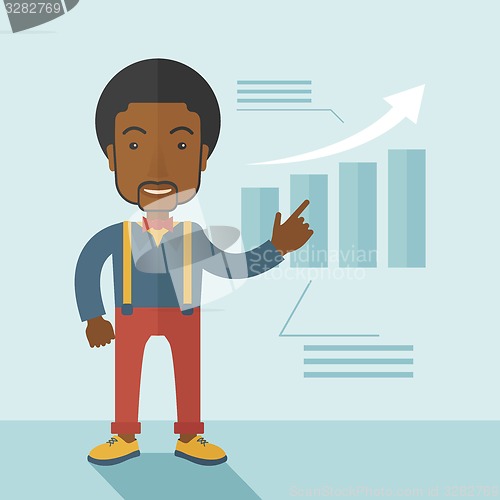 Image of Black guy viewing company sales.