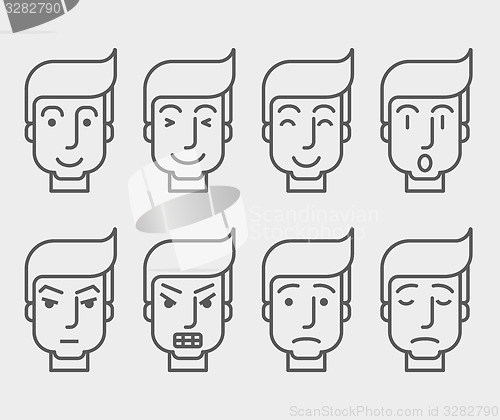 Image of Men face with different expression in front view.