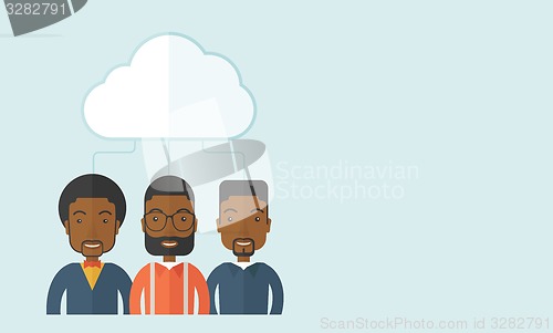 Image of Three men under the cloud.