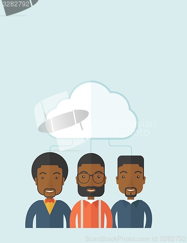 Image of Three men under the cloud.