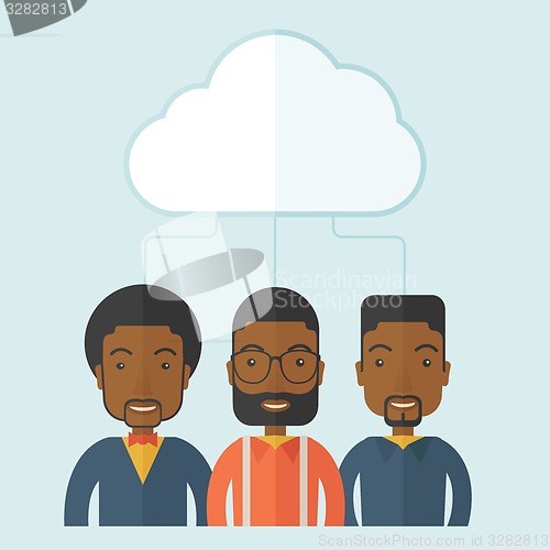 Image of Three men under the cloud.