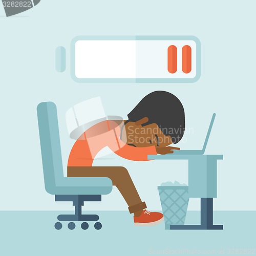 Image of Employee fall asleep at his desk.
