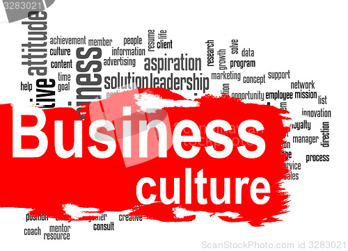 Image of Business culture word cloud with red banner