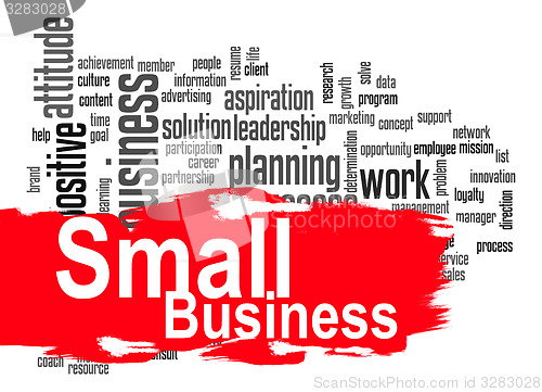 Image of Small business word cloud with red banner