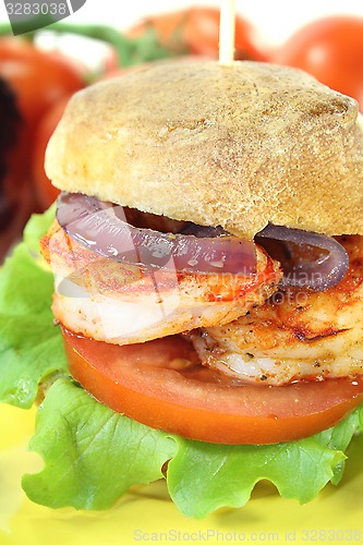 Image of delicious prawn burger