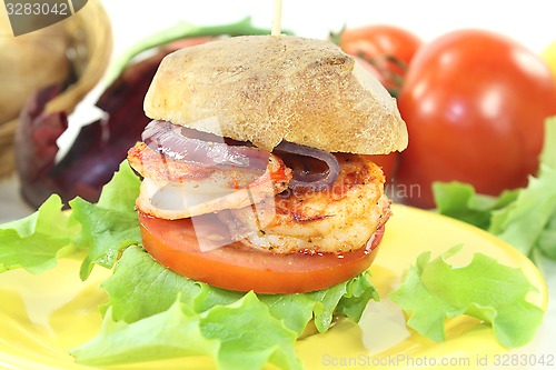 Image of fresh healthy delicious prawn burger