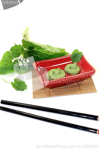 Image of Wasabi with leaf and blossom