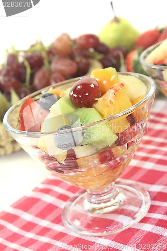 Image of Fruit salad on a checkered napkin