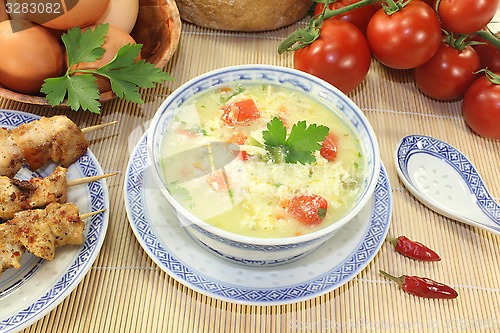 Image of Asian Chicken soup with eggs