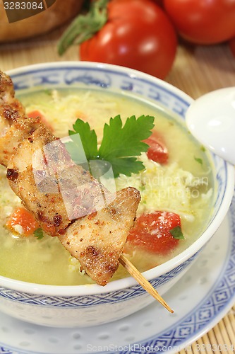 Image of Asian Chicken soup with greens