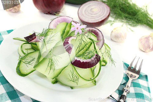 Image of Cucumber salad with garlic flower