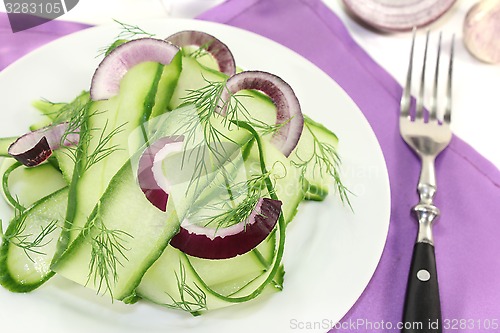 Image of Cucumber salad with red onions and dill