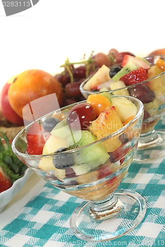 Image of Fruit salad on a checkered napkin